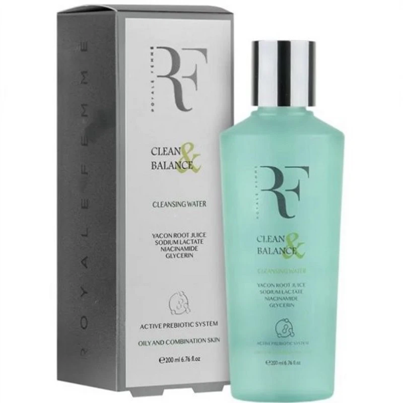محلول پاک کننده آرایش صورت کنترل کننده چربی آر.اف رویال فم مدل BALANCE مناسب پوست های چرب حجم 200 میلی لیتر