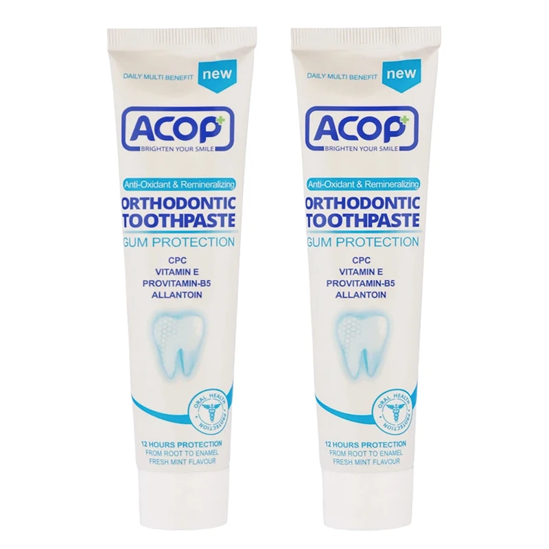 خمیر دندان آکوپ مدل ارتودنسی حجم 90 میلی لیتر بسته 2 عددی
