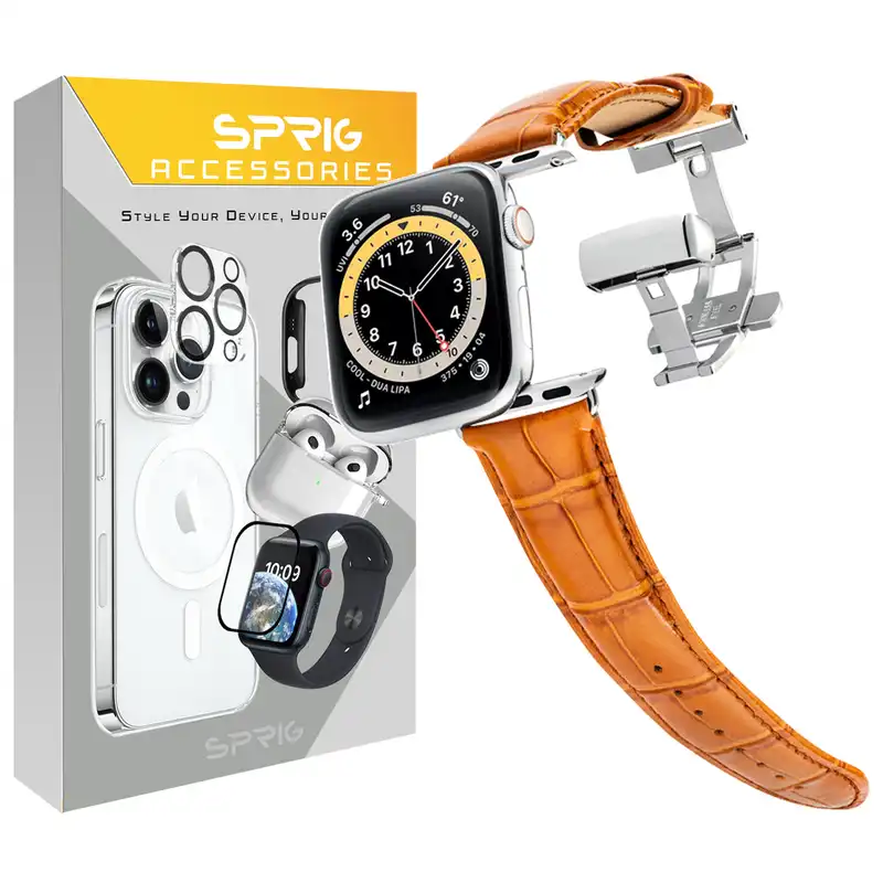 بند اسپریگ مدل Leather مناسب برای اپل واچ سری 1/2/3/4/5/6/7/8/SE/ULTRA سایز 42/44/45/49 میلی متری
