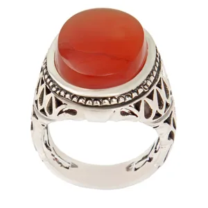 انگشتر نقره مردانه بازرگانی میلادی مدل سنگ عقیق یمانی رکاب دست ساز کد AM_2452