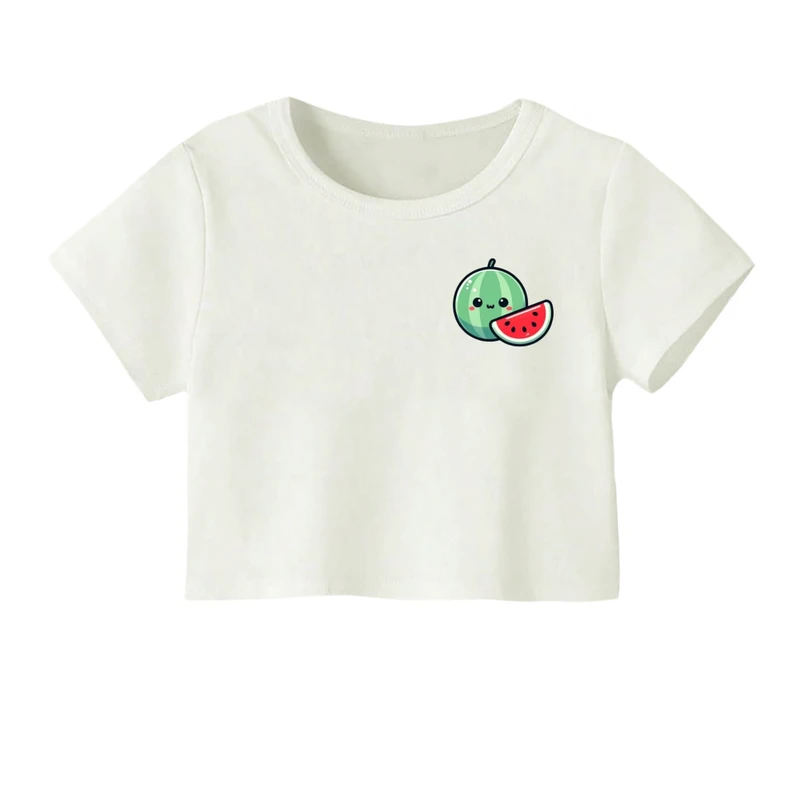 کراپ‌ تی‌شرت آستین کوتاه زنانه مدل هندوانه یلدایی کد 24