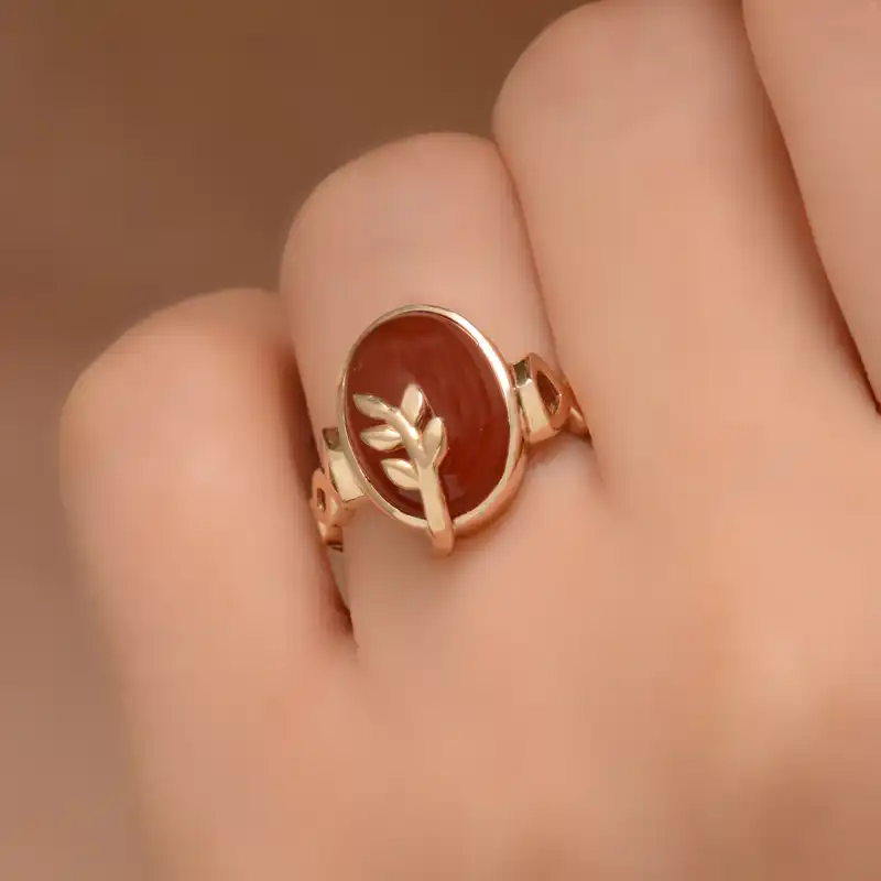 انگشتر طلا 18 عیار زنانه طلای مستجابی مدل عقیق بی نهایت کد 6705