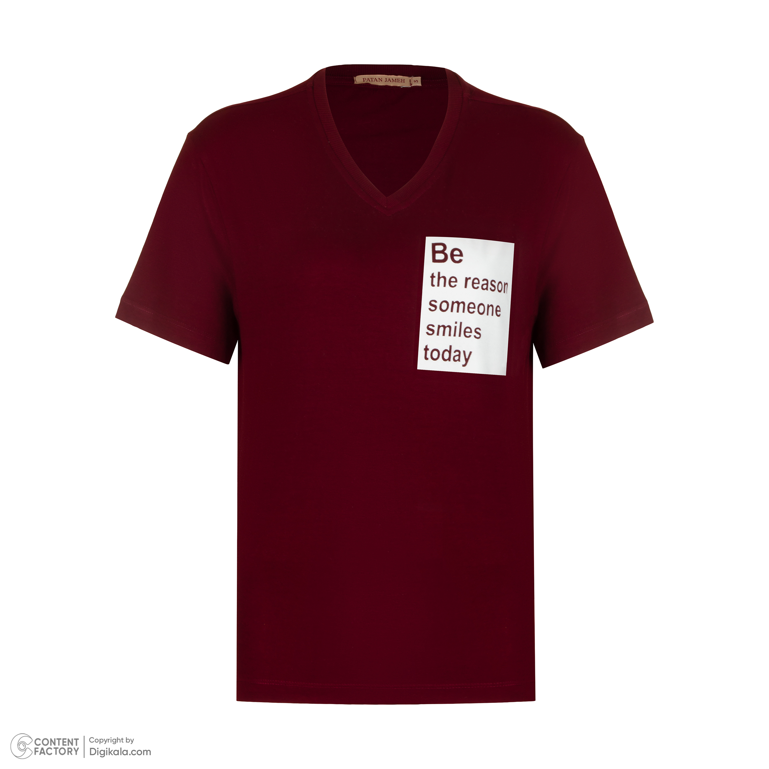 تی شرت آستین کوتاه زنانه پاتن جامه مدل نخی 131631020298690 رنگ زرشکی -  - 2
