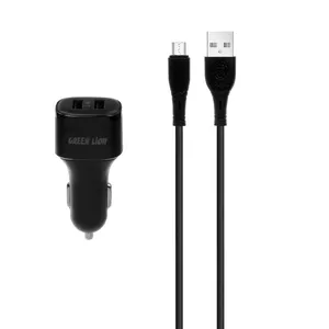 شارژر فندکی 12 وات گرین لاین مدل GNCC24MCRBK به همراه کابل تبدیل USB-C