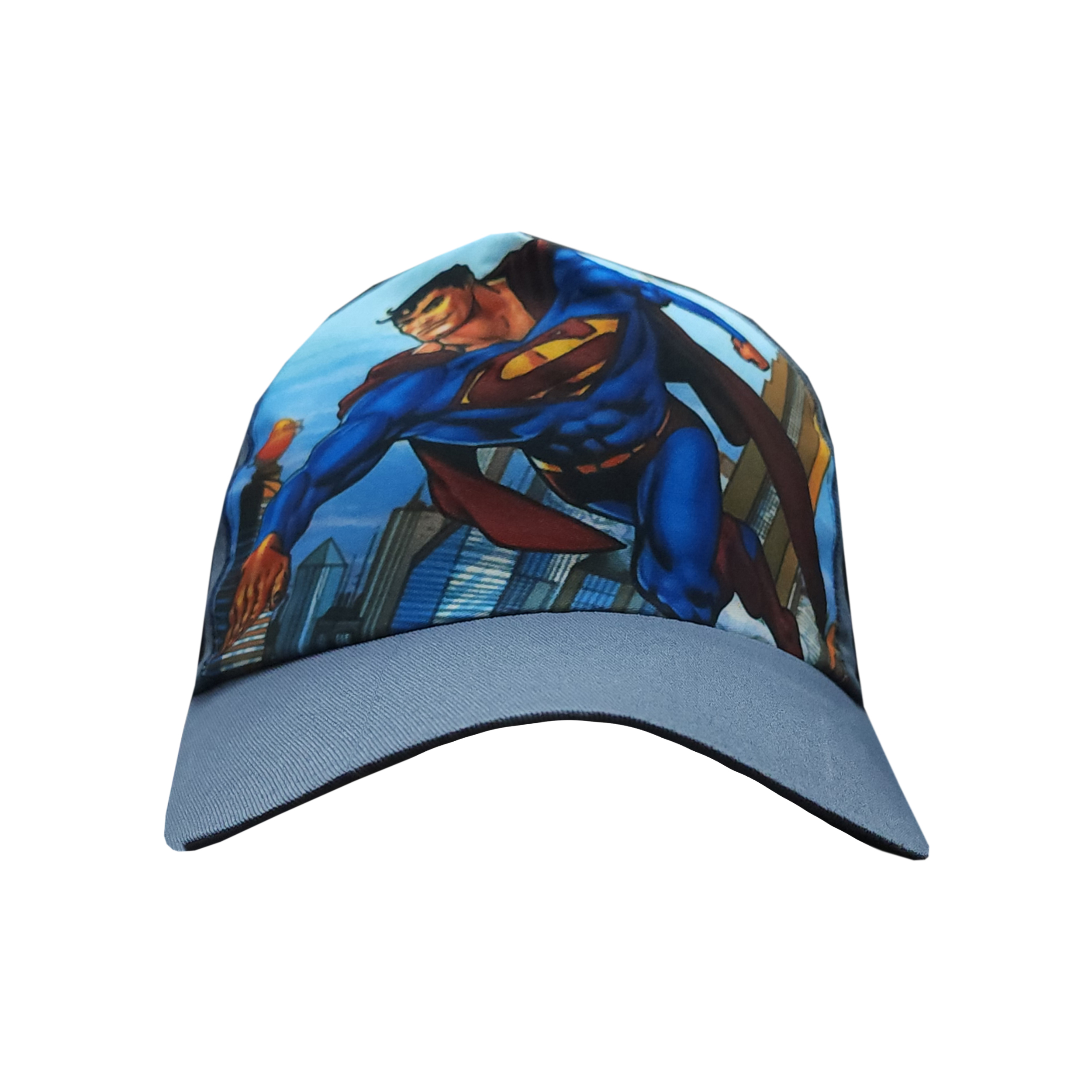کلاه کپ پسرانه طرح سوپرمن رنگ طوسی