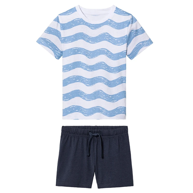 ست تی شرت آستین کوتاه و شلوارک راحتی پسرانه لوپیلو مدل موج دریا 2025