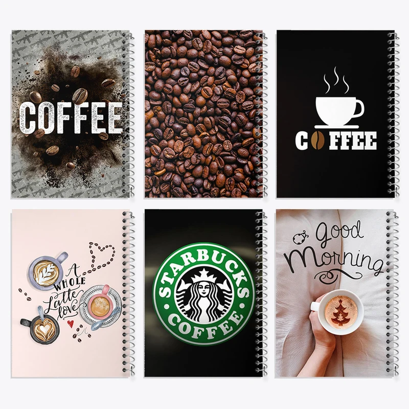 دفتر مشق 100 برگ خندالو طرح قهوه (Coffee) کد 534 مجموعه 6 عددی