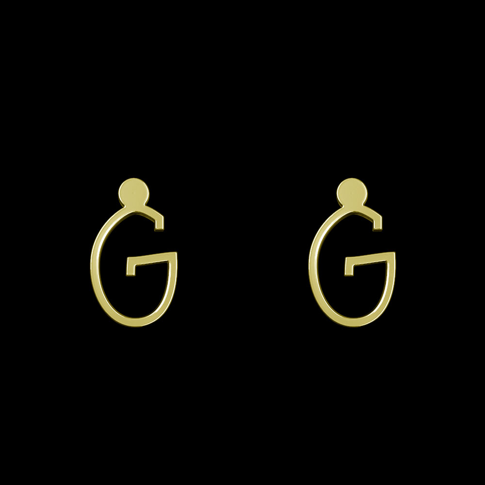 گوشواره طلا 18 عیار زنانه مدوپد مدل حرف G کد GA1-17023