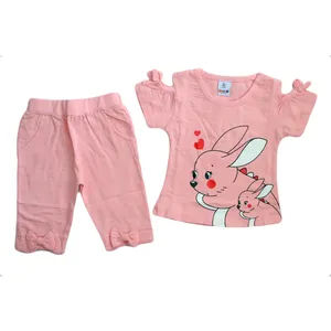 ست تی شرت و شلوارک دخترانه مدل چاکدار خرگوشی