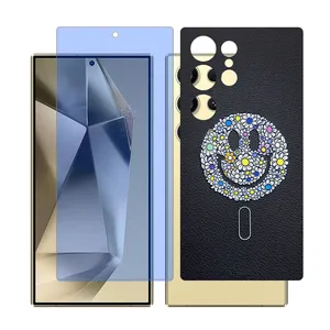 Glass Together model Blue cut screen protector for Samsung Galaxy S24 Ultra mobile phone with back cover sticker