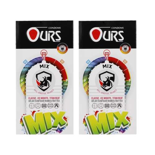 کاندوم تاخیری و خاردار اورز مدل میکس دو بسته 12 عددی
