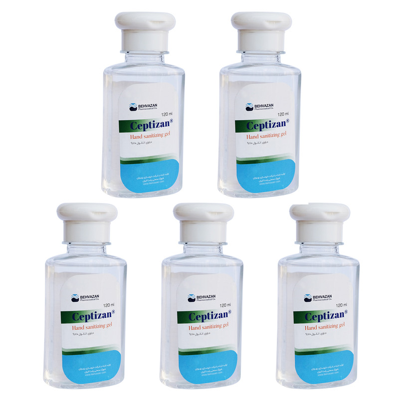 ژل ضدعفونی کننده دست بهوزان مدل Ceptizan حجم 120 میلی لیتر بسته 5 عددی