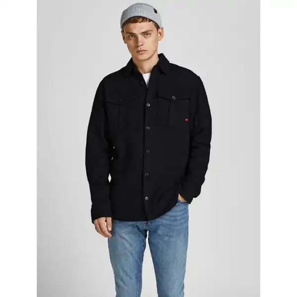 پیراهن اورشرت آستین بلند مردانه جک اند جونز مدل BLK-12201405