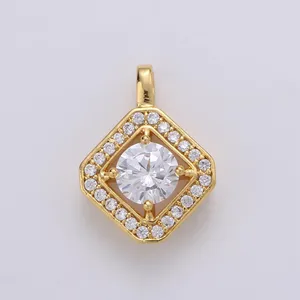 آویز گردنبند طلا 18 عیار زنانه قیراط مدل تک سنگ کد GH2588