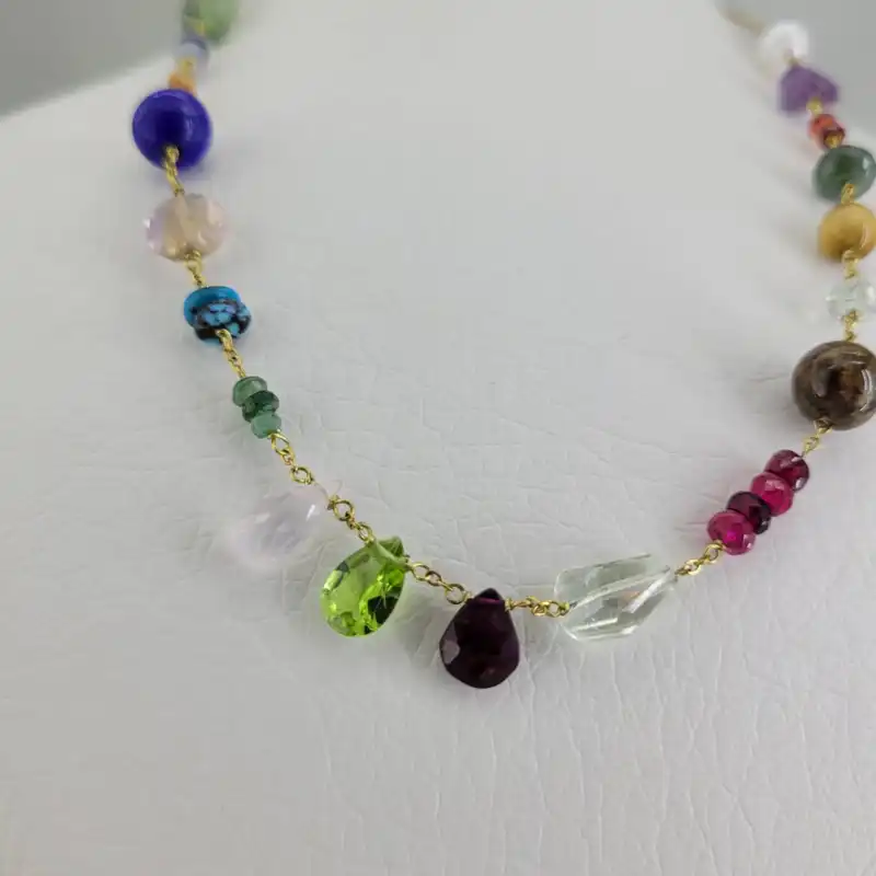 گردنبند زنانه مدل سنگ چاکرای جواهری کد 19