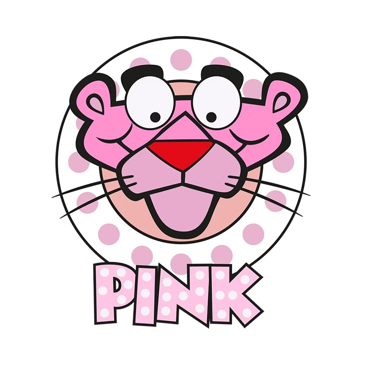 استیکر پارچه و لباس پاد آفرین مدل کارتونی پلنگ صورتی کد S2539