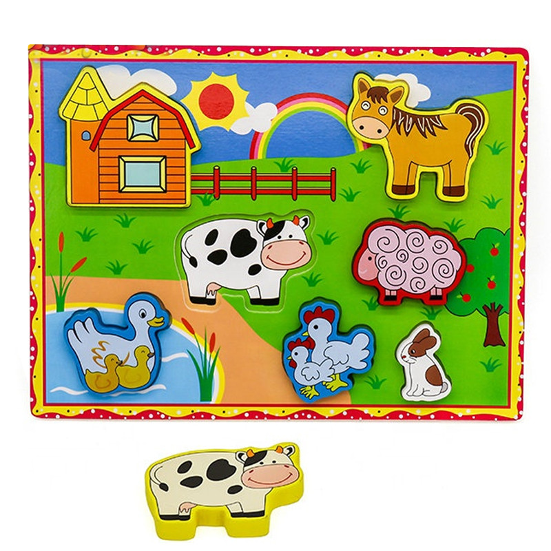 پازل آموزشی مدل یک تکه طرح حیوانات اهلی