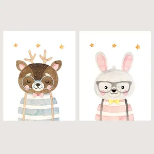  پوستر الفاپ مدل تابلو کودک طرح Happy Animals کد 144_02 بسته 2 عددی