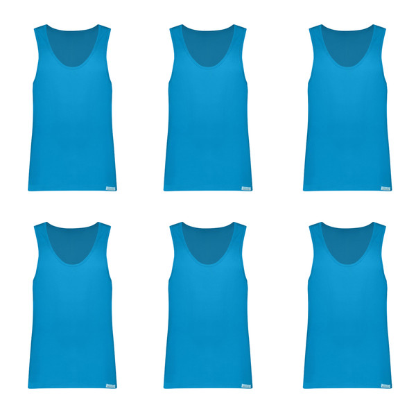 زیرپوش رکابی مردانه برهان تن پوش مدل 3-01 رنگ آبی فیروزه ای بسته 6 عددی