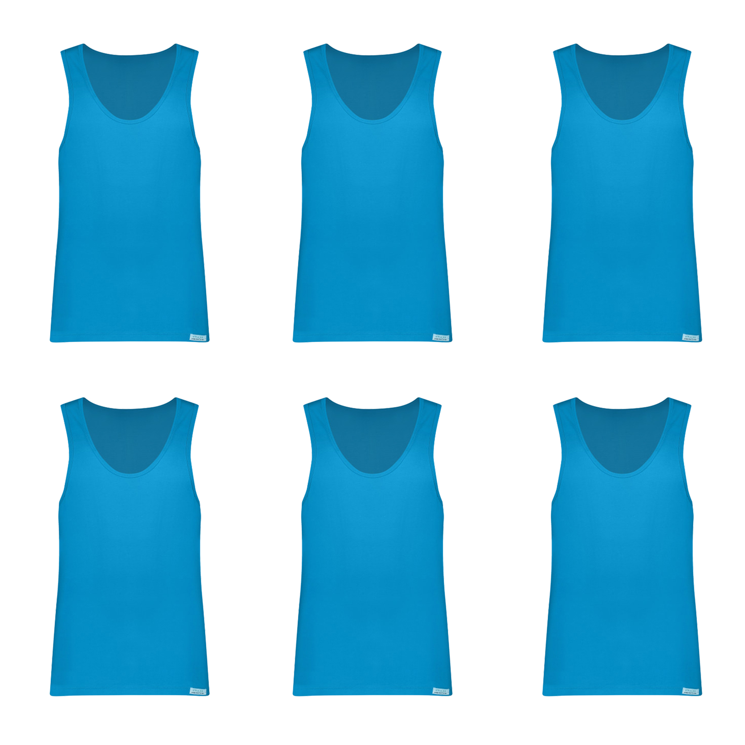زیرپوش رکابی مردانه برهان تن پوش مدل 3-01 رنگ آبی فیروزه ای بسته 6 عددی