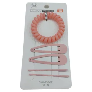 ست کش و گیره و سنجاق مو دخترانه مدل فلزی تق تقی سیم تلفنی بسته 5 عددی