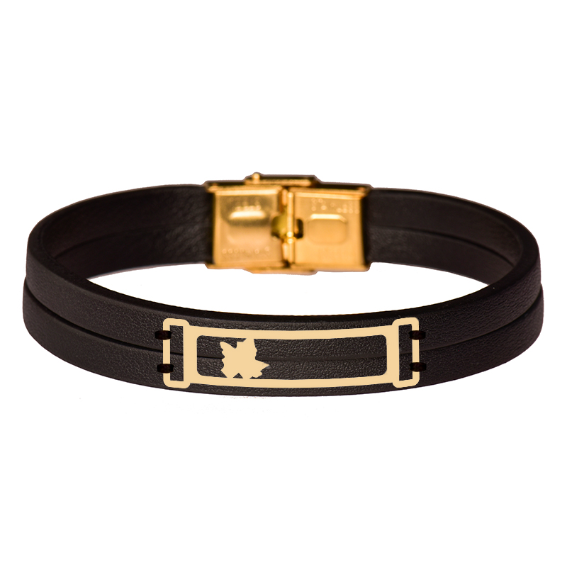 دستبند طلا 18 عیار مردانه کرابو طرح برگ مدل Kr102312