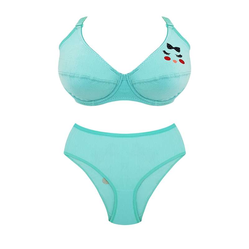 ست شورت و سوتین زنانه مدل نخی رنگ آبی