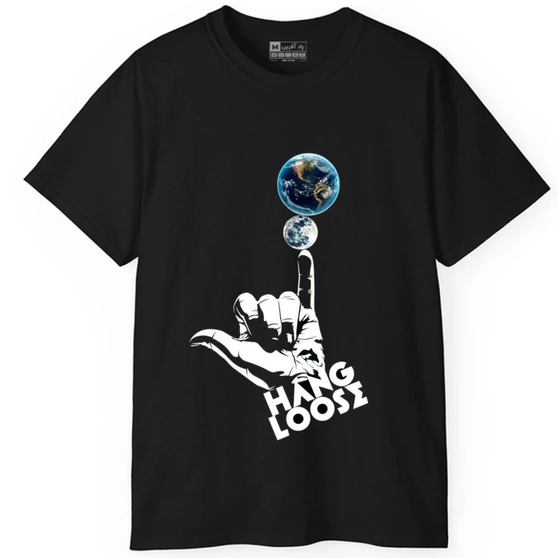 تی شرت آستین کوتاه مردانه پاد آفرین مدل کلمه انگلیسی سیاره دست کد106