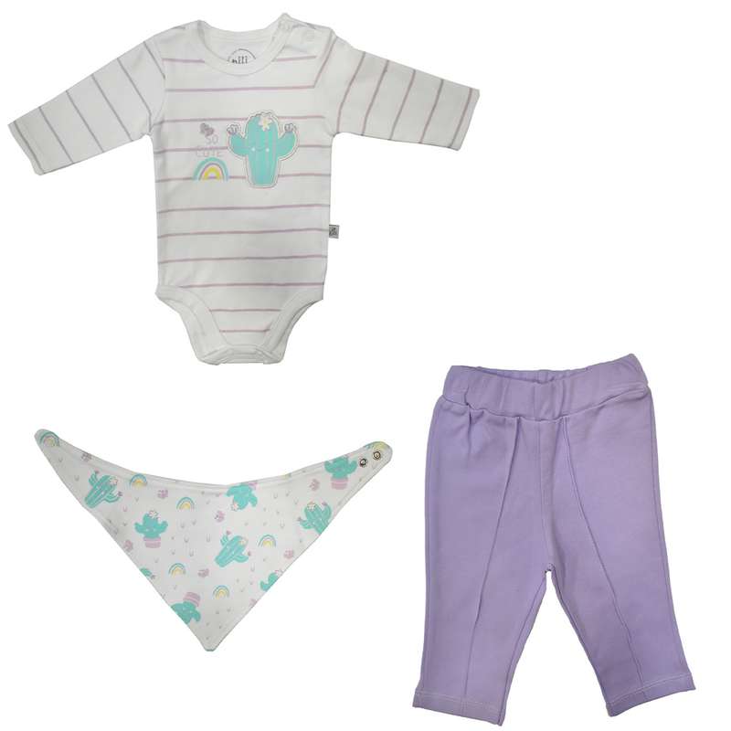 ست 3 تکه لباس نوزادی نیلی مدل so cute