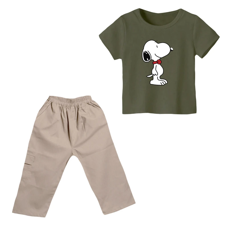 ست تی شرت و شلوارک پسرانه مدل اسنوپی کد ۸۶