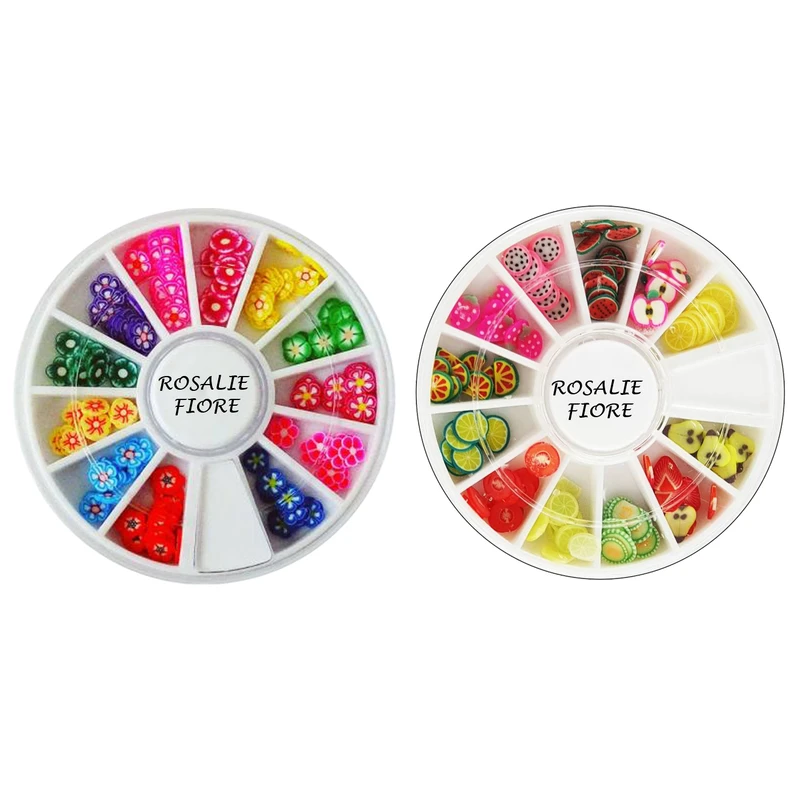 تزیین ناخن رزالی فیوره مدل میوه ها و گل ها مجموعه 2 عددی