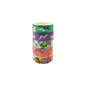 چسب نواری مدل فانتزی طرح اسب تک شاخ کد 001 عرض 1.5 سانتی متر مجموعه 5 عددی 