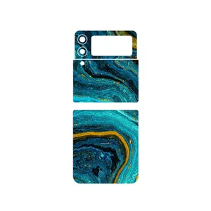 MAHOOT Turquoise marblewith golden streaks Cover Sticker for Samsung Galaxy Z Flip3 5G