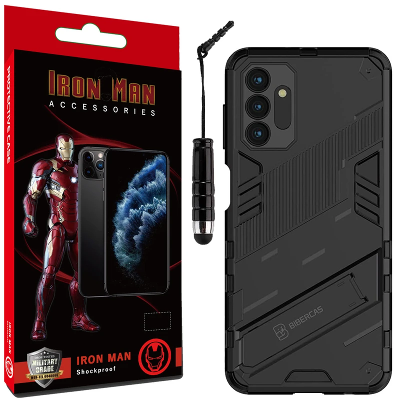 کاور آیرون من مدل BiberCas مناسب برای گوشی موبایل سامسونگ Galaxy A13 5G به همراه قلم لمسی
