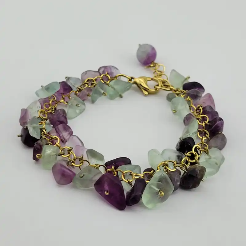 دستبند زنانه مدل سنگ فلوریت نامنظم کد 369