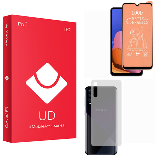محافظ صفحه نمایش سرامیکی مات یو دی مدل HQ مناسب برای گوشی موبایل سامسونگ Galaxy A30s به همراه محافظ پشت گوشی