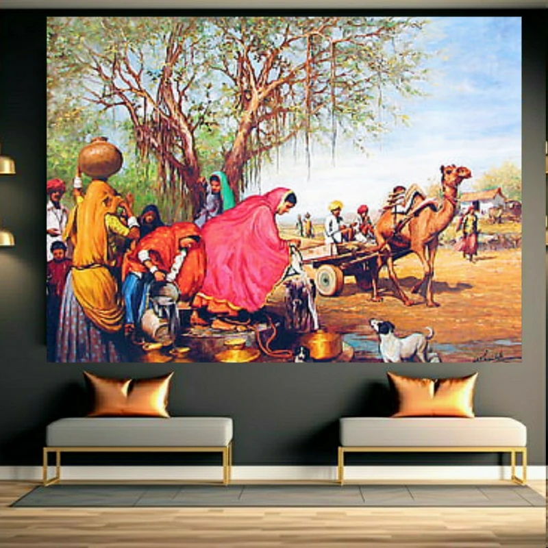 پوستر طرح مخمل نقاشی مدل روستایی کد FP106093