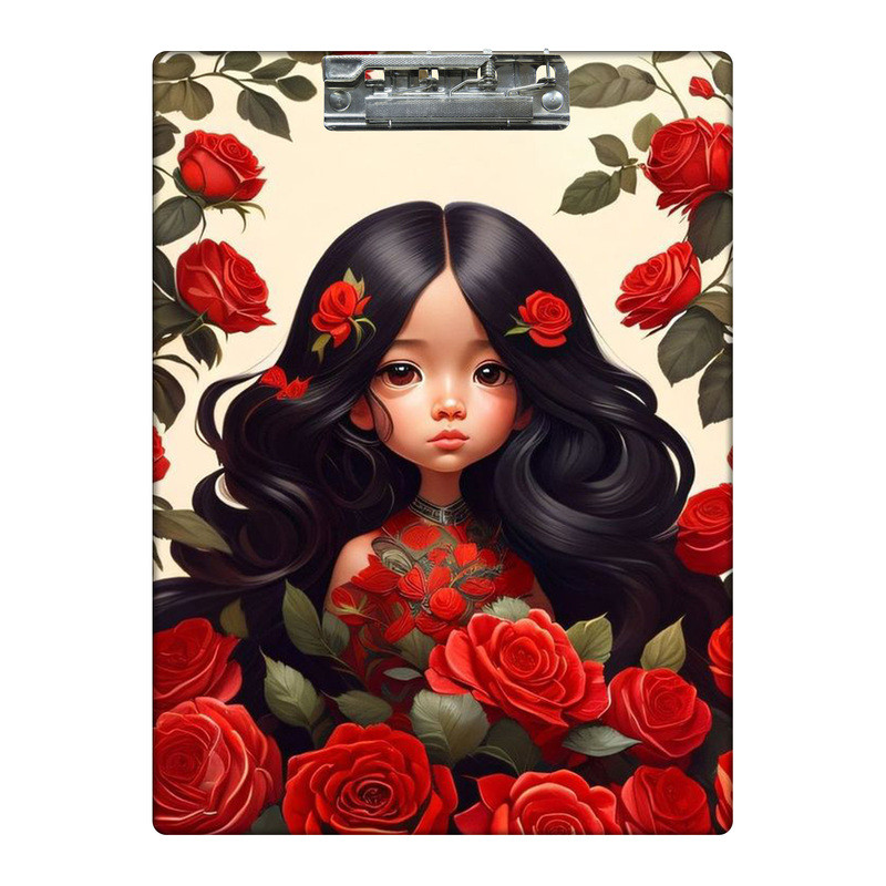 تخته شاسی طرح دختر و گل ها کد  7381324 سایز A4