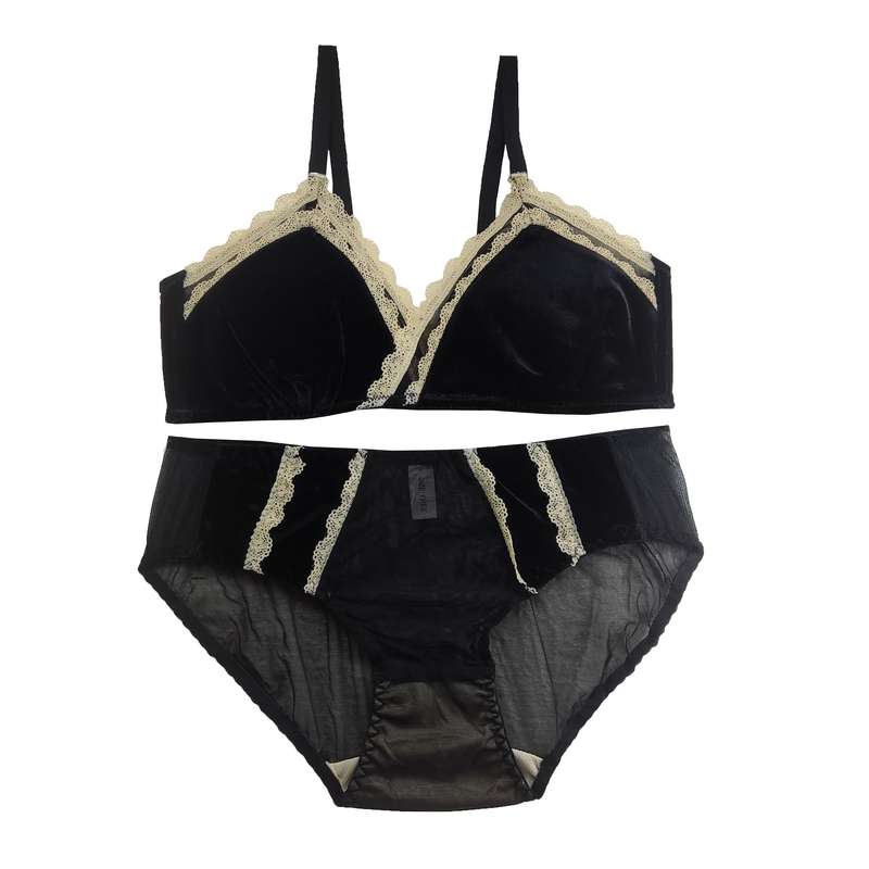 ست شورت و سوتین زنانه مدل مخمل کد 754 رنگ مشکی