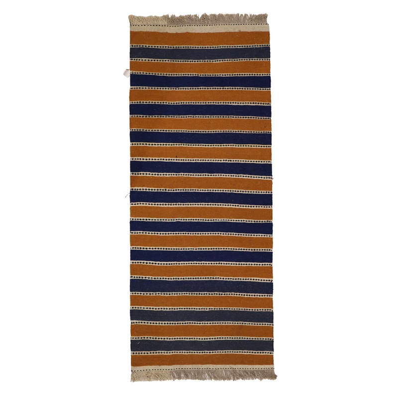 گلیم دستبافت دو متری مدل دکوراتیو کد 4040912 زمینه ابی