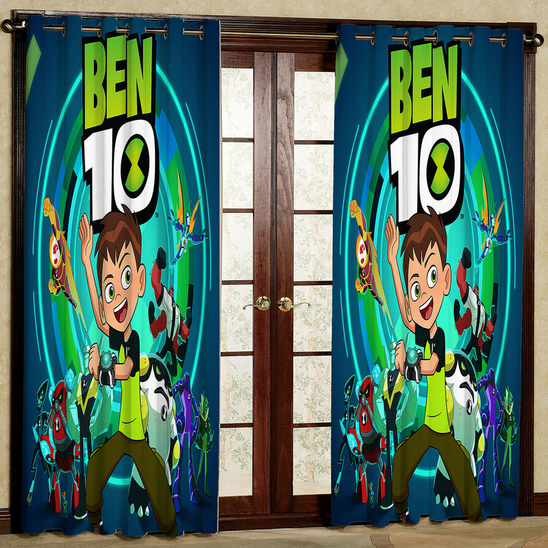  پرده مدل BEN10 مخمل پانچی کد 943 سایز 140x280 سانتی متر