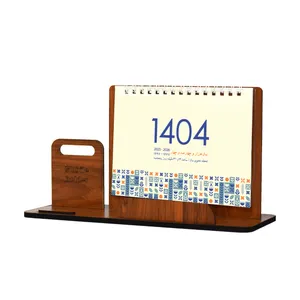 تقویم رومیزی سال 1404 مدل استند موبایل چوبی