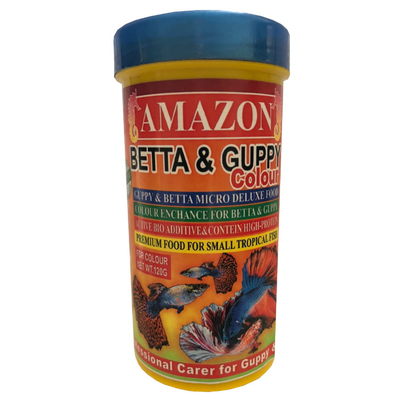 غذای ماهی آکواریوم آمازون مدل Betta & Guppy colour وزن 120 گرم