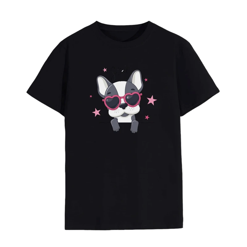 تی شرت لانگ آستین کوتاه زنانه مدل سگ کد 13