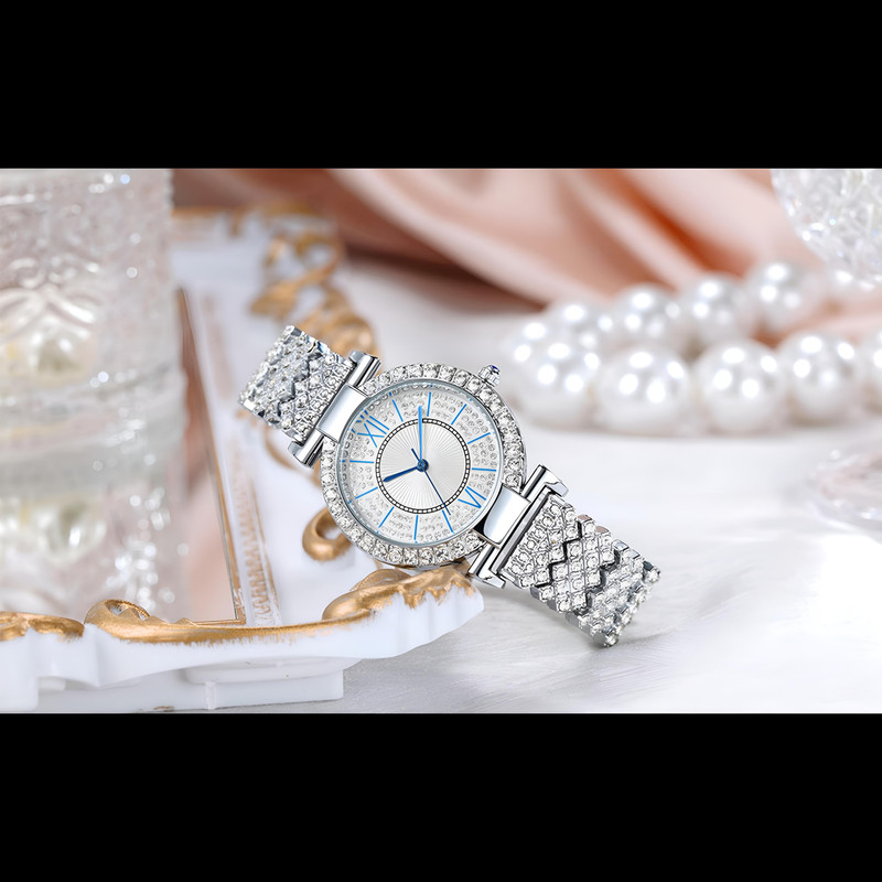 ساعت مچی عقربه ای زنانه مدل فول نگین ساعت مچی عقربه ای زنانه مدل فول نگین