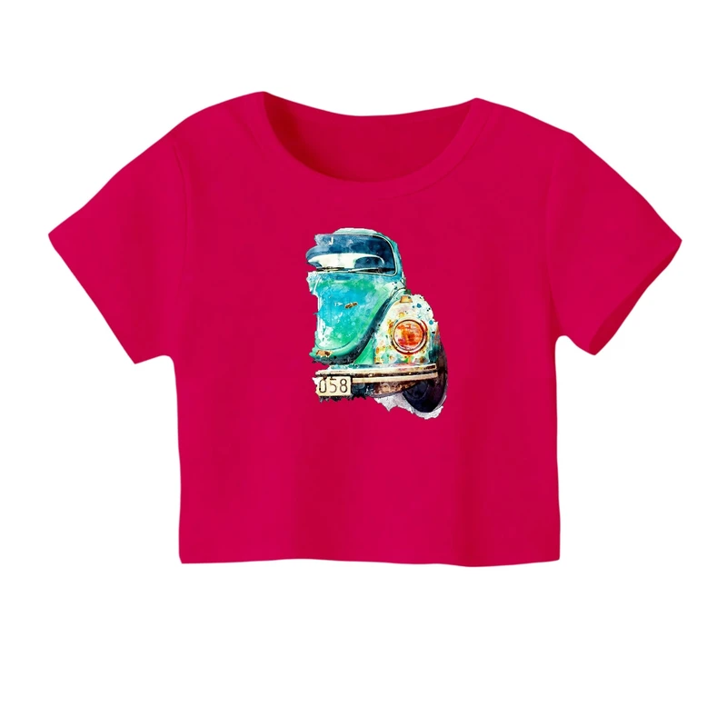 کراپ‌ تی‌شرت آستین کوتاه زنانه مدل فولوکس کد ۶