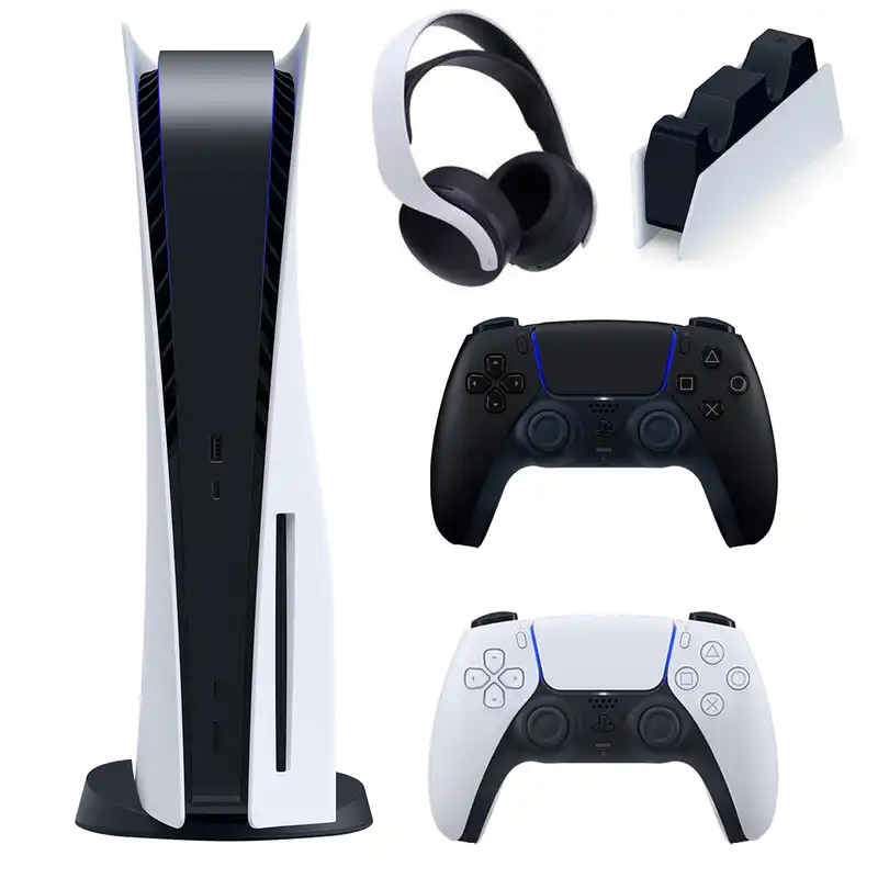 کنسول بازی سونی مدل PlayStation 5 ظرفیت 825 گیگابایت ریجن 1218 آسیا به همراه دسته اضافی و پایه شارژر و هدست