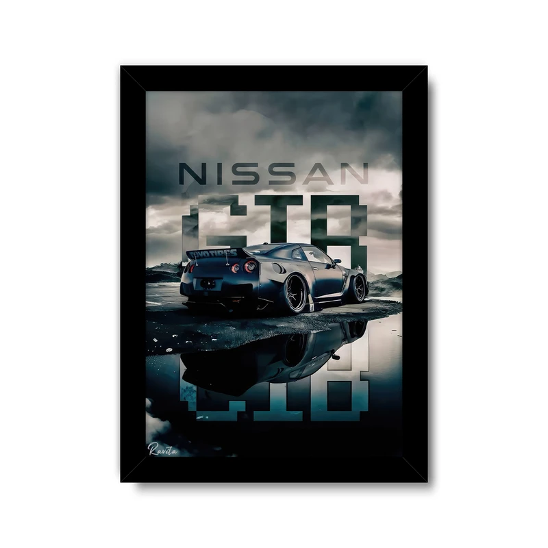 تابلو راویتا طرح ماشین نیسان جی تی آر کد 3592 فریم مشکی