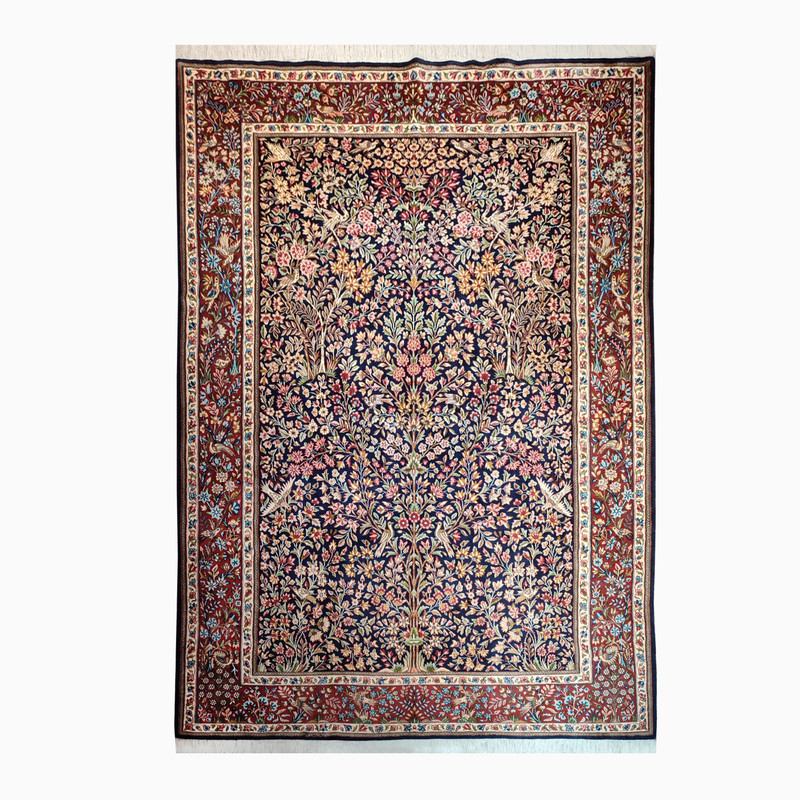 فرش دستباف شش و نیم متری طرح باغ بهشت کرمان مدل حریر AA فرش دستباف شش و نیم متری طرح باغ بهشت کرمان مدل حریر AA