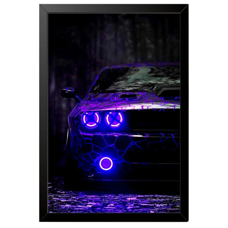 تابلو بکلیت طرح ماشین و خودرو دوج چلنجر Dodge Challenger مدل B-po2079 فریم مشکی